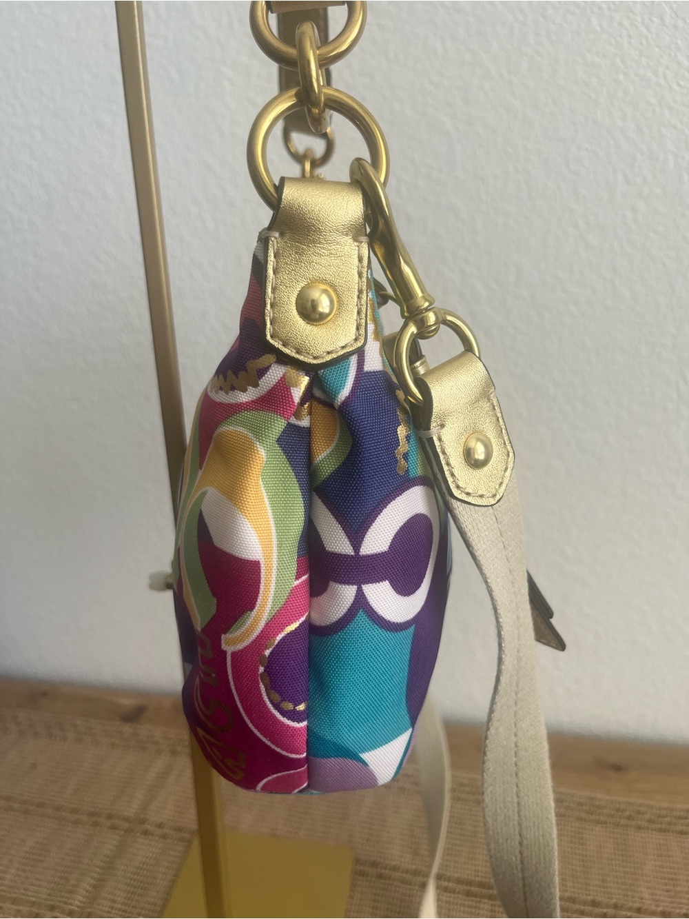 Rare Coach Poppy Pop C Graffiti shoulder bag multi-colored gold - Picture 4 of 11